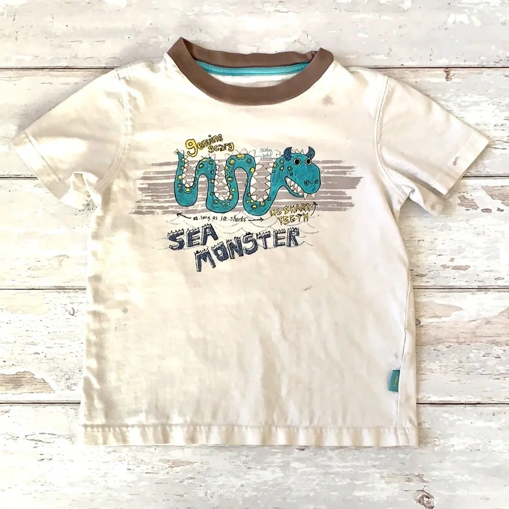 Boys 3T Sea Monster Shirt OshKosh Genuine Kids Short Sleeves Toddler